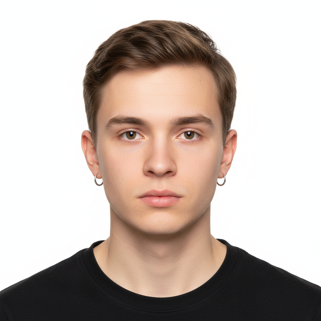 Person against a light, uniform wall - correct example