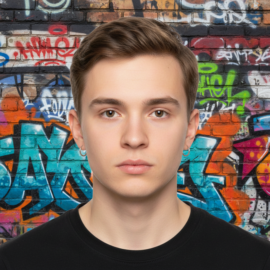Person against patterned wallpaper - background error
