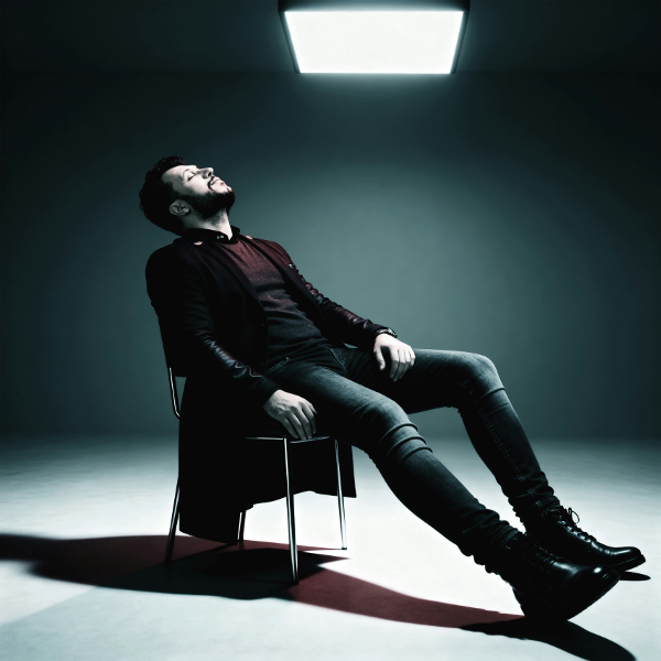 Relaxed person using online photo creator