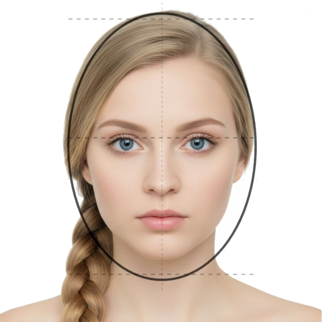 Face perfectly aligned with the on-screen guide frame
