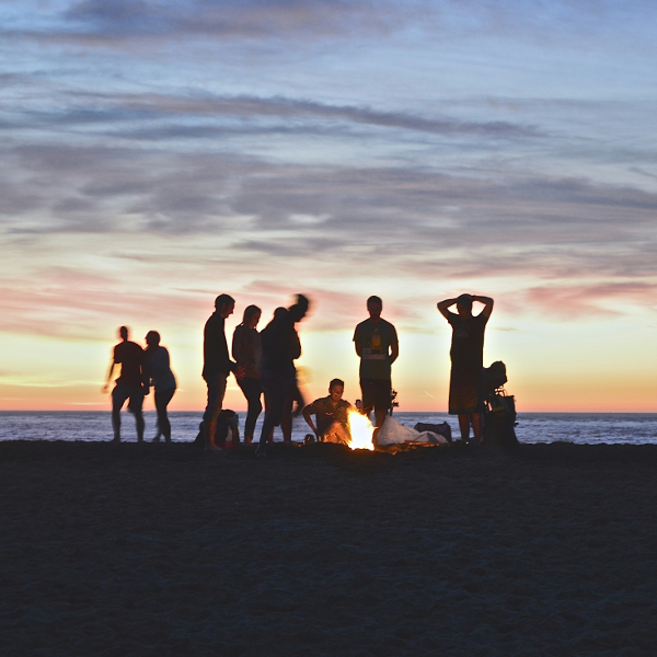 Loyalty program and rewards illustration - group of friends together on a beach