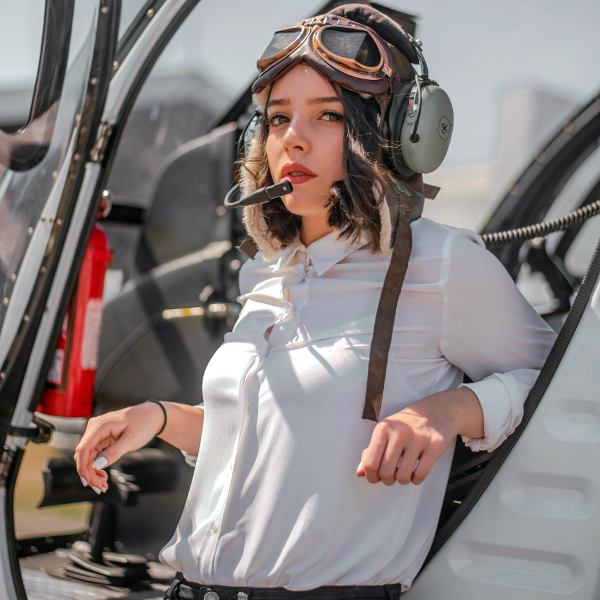 Young female pilot illustrating data security and ICAO compliance